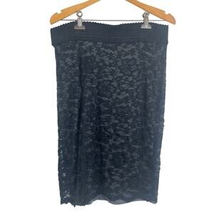 Maurices Women Black Lace Overlay on Gray Skirt Medium Whimsigoth Fairy Grunge